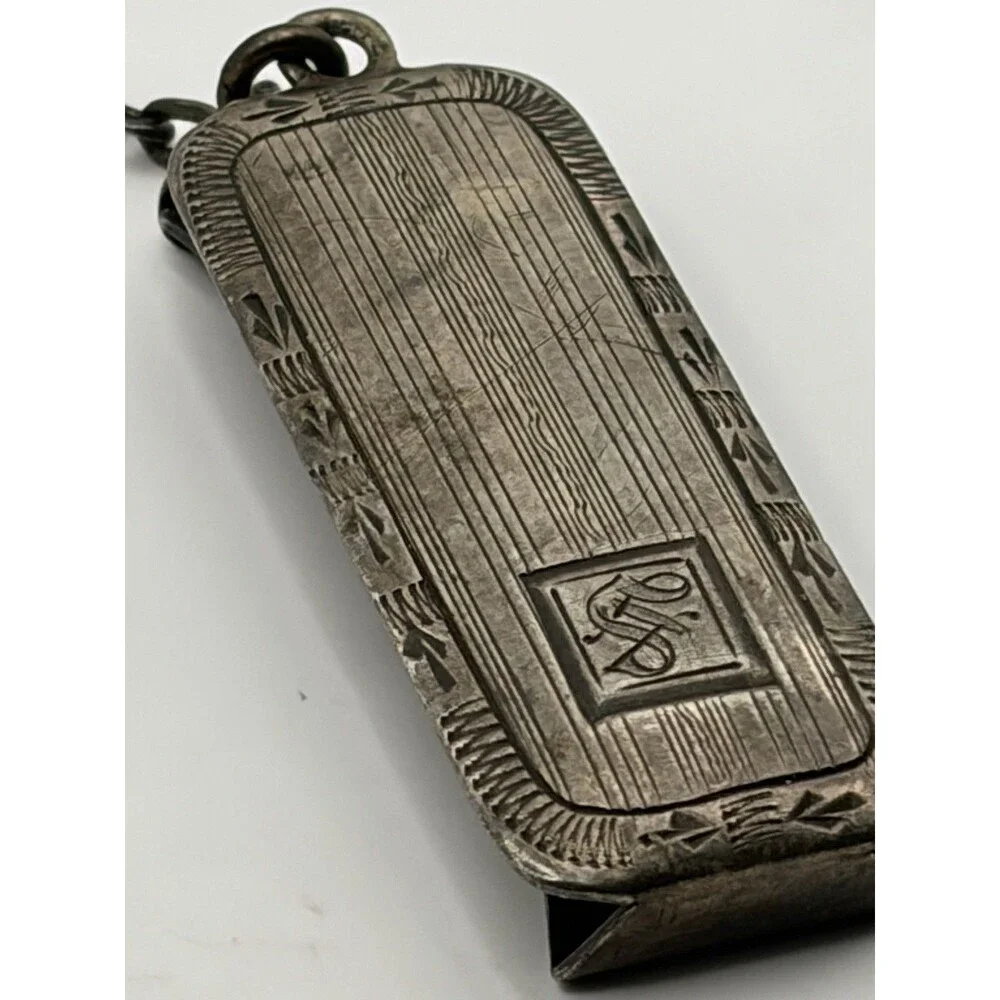 Victorian  Sterling Silver Art Deco Mens Belt Loop Packet Watch Chain fob 925